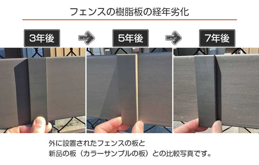 樹脂製フェンス経年の比較