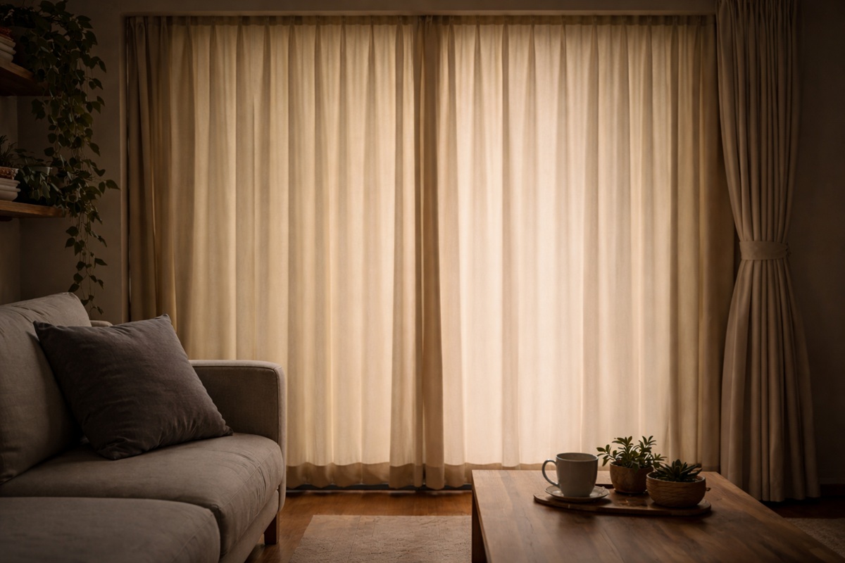 カーテンで暗い室内