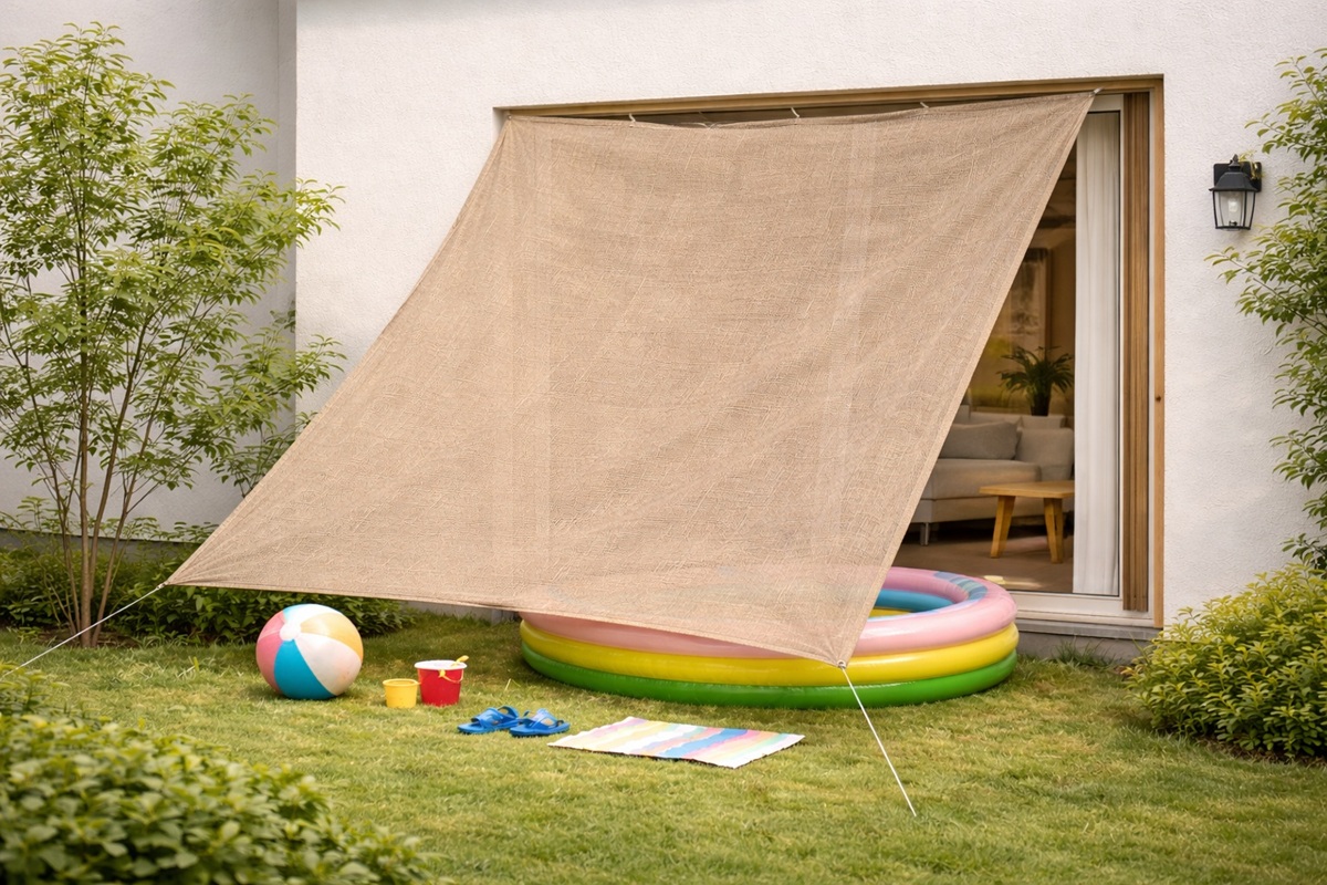 シェードでプールを目隠し