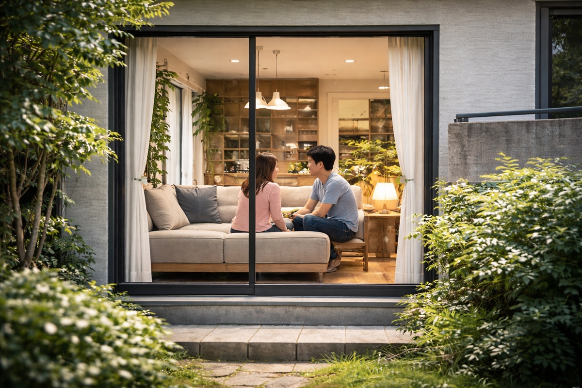 外から見える掃き出し窓