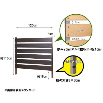 ブロック用フェンス ボーダー板間隔3cm高さ110cm幅120cm エレガント
