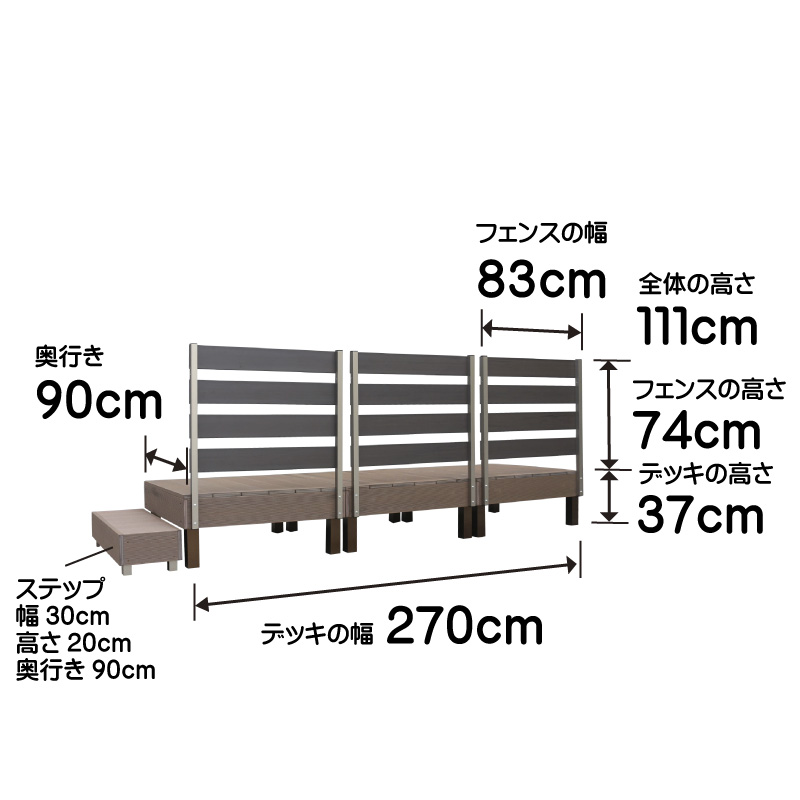 樹脂製ウッドデッキ7点セット ガーデンライフ彩